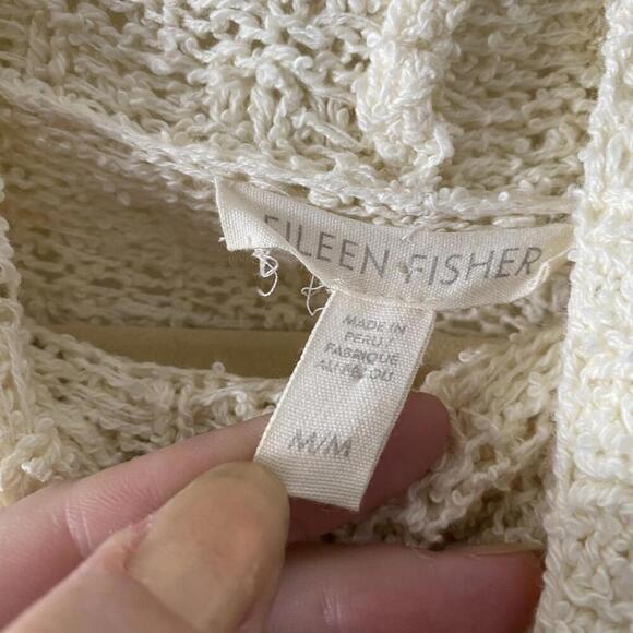 EILEEN FISHER cream organic cotton turtleneck sweater - Picture 3 of 6